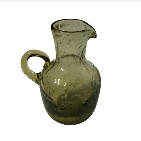 VINTAGE Green Bubble Glass Handblown Mini PitcherVintage EUC! - Picture 4 of 6